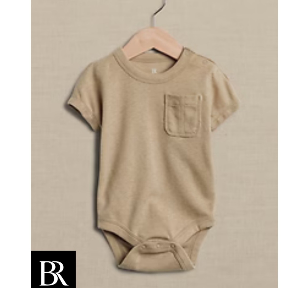 BANANA REPUBLIC | Tan Supima cotton onesie SHORT-SLEEVE BODYSUIT | 18-24m